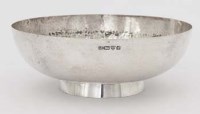 Lot 186 - Planished silver footed bowl, Geo Unite, Chester.