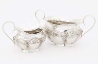 Lot 198 - Silver cream jug and sucrier