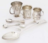 Lot 202 - Eight silver tea spoons, two mustard spoons
