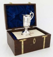 Lot 215 - Boxed commemorative silver jug of The Mayflower
