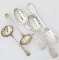 Lot 224 - Three Edingburgh silver table spoons and a pair
