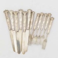 Lot 226 - Set of six pairs of William IV fruit knives and