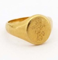 Lot 240 - 18ct gold signet ring.