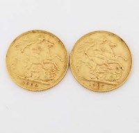 Lot 252 - Two 1909 gold sovereigns.