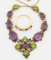 Lot 253 - 18ct gold ruby and diamond ring and a silver gilt