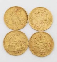 Lot 257 - Four half sovereigns.
