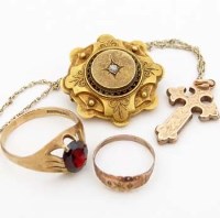 Lot 259 - Victorian circular diamond brooch and a 9ct cross.