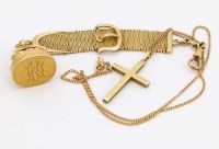 Lot 280 - 9 carat gold watch seal fob and a 9 carat cross on chain