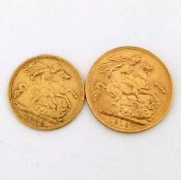 Lot 283 - Gold sovereign and a half sovereign