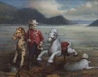 Lot 319 - Bohuslav Barlow, Beach Duty, oil on board.