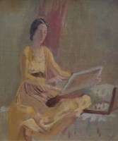 Lot 351 - Charles Wheeler, Portrait of Muriel Wheeler painting, oil.