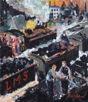 Lot 368 - F.J. England, L.M.S. Coal Yard, Stoke on Trent, acrylic.