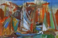 Lot 402 - Hamish Lawrie, Harbour view, mixed media.
