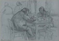 Lot 409 - Harry Rutherford, Playing cards, pencil.
