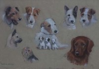 Lot 418 - Beatrice M. White, Red setters, pastel (2).