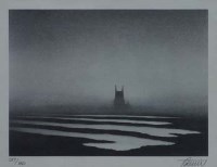 Lot 426 - After T. Grimshaw, Church Reflected, signed print.