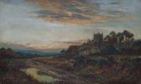 Lot 443 - Daniel Sherrin, When Evening Gilds the Sky, oil.