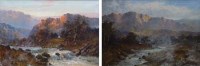 Lot 460 - J. Maurice, 19th century, Swallow Falls, North Wales and Cader Idris, oil (2).