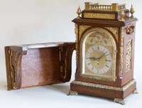 Lot 494 - Oak bracket clock and bracket.