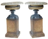 Lot 506 - Pair Victorian clay neo classical garden urns