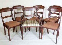 Lot 515 - Six William IV mahogany framed dining chairs