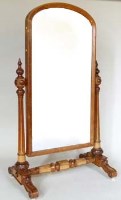 Lot 518 - Victorian blonde oak cheval mirror