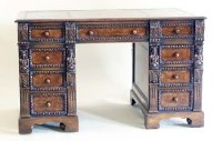 Lot 532 - Late Victorian knee-hole desk with panels