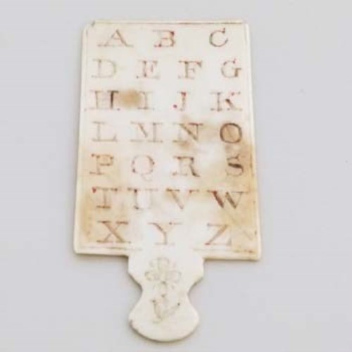 Lot 2 - Ivory alphabet board page marker.