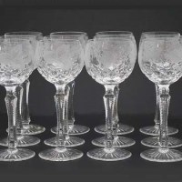 Lot 86 - Set of 12 Stourbridge wine glasses.