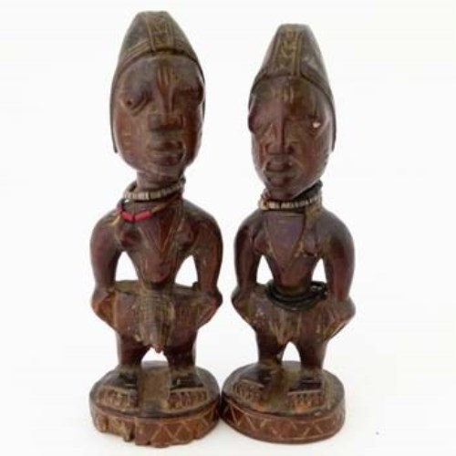 Lot 90 - Ibeji pair of male figures
