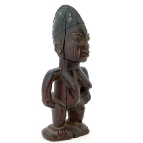 Lot 116 - Egbado Yoruba ibeji female figure, idigo head