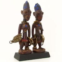 Lot 140 - Pair of Igbomina ibeji male and female figures