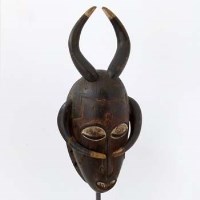 Lot 146 - Baule hollowed wood human face mask, Ivory Coast