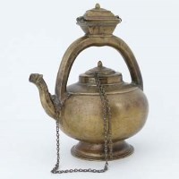 Lot 168 - Mughal cast brass globular ewer or kettle, North