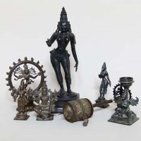 Lot 182 - Seven Indian hindu bronze deities and a Tibetan