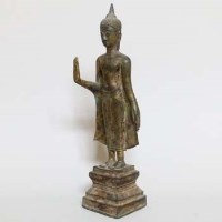 Lot 220 - Siamese gilt bronze standing buddha.