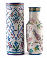 Lot 130 - Two Longwy vases, decorated with birds and flora