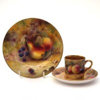 Lot 353 - Royal Worcester coffee cup, saucer and a side