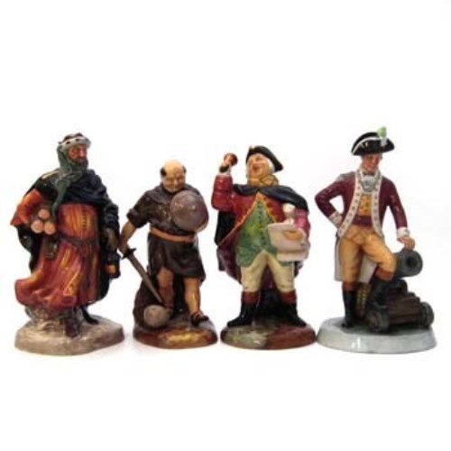 Lot 495 - Royal Doulton Officer of the Line; Town Crier; Good King Wenceslas and Friar Tuck (4).
