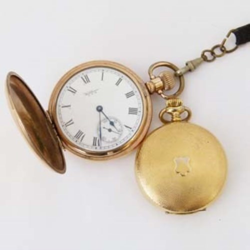 Lot 620 - Waltham gold plated Hunter pocket watch and