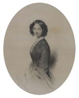 Lot 888 - P.A. Senties, Female portrait, chalks.
