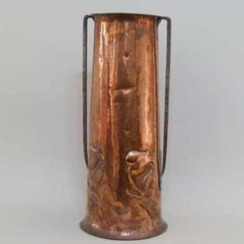 Lot 955 - Large copper art noveau vase.