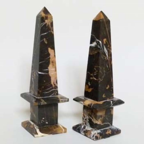 Lot 971 - Pair polished marble mantel obelisks.