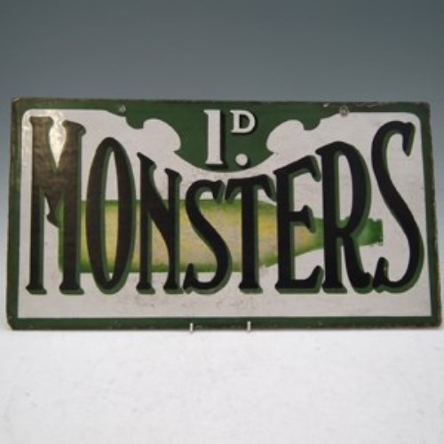 Lot 26 - Penny Monsters enamel sign (double sided).