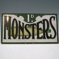 Lot 26 - Penny Monsters enamel sign (double sided).
