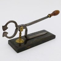 Lot 36 - Steel, brass and iron sugar loaf cutter.