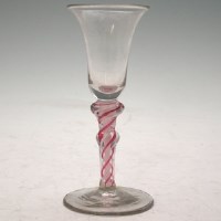 Lot 81 - Single wine glass with coloured stem.