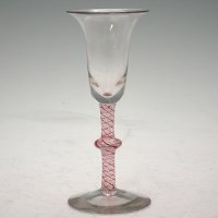 Lot 82 - Single wine glass with coloured stem.