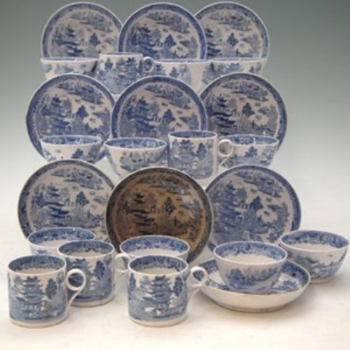 Lot 96 - Collection of blue and white tea ware.