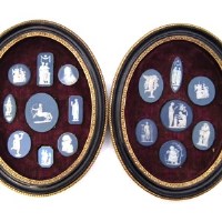 Lot 106 - Two framed sets Wedgwood plaques.